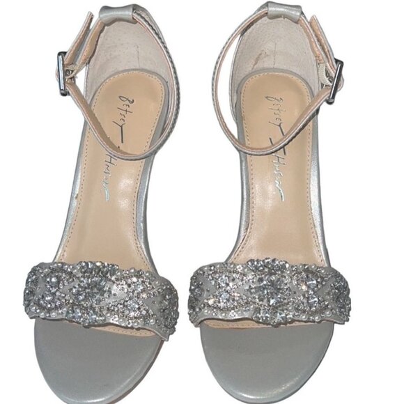 Betsey Johnson Juno Silver Embellished Beaded High Heels Size 6.5 - Picture 6 of 13